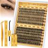 QUEWEL Extension Ciglia, 240PCS Kit Extension Ciglia 30+40D Lunghezze Miste 10-18mm, Ciglia Spesse con Colla e Sigillante, Pinzetta - Facile Fai Da Te a Casa (Kit 30+40D)