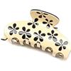 QinGoo Grande Mollettone per Capelli Donna in Acetato Medio Clip Artiglio per Capelli Pinza per Capelli, Accessorio per Capelli 1 pezzo, 9.5cm, Crema Jamine