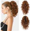FLUFYMOOZ Ponytail, extension per capelli a coda di cavallo, 31 cm, ondulata e riccia con clip per il mento, parrucche sintetiche da donna, rosso rame