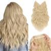 Silk-co 50cm Extension Capelli Clip con Filo Invisibile Extension con Elastico Capelli Ricci Ondulati Naturali Posticci, Biondo Platino