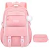 HAXNOHEY Zaini Scuola Elementare Zaino Scuola Primaria Media Ragazzo Zaini Scuola Superiore Ragazza Zaino Scolastico Medie School Backpack Zaino Scuole Zaini Scolastici Superiori Zainetto Per La Scuola Rosa