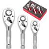 TOMMARS Stubby - Set di chiavi a cricchetto da 1/4, 3/8, 1/2, chiave a cricchetto a 72 denti, a sgancio rapido, reversibile