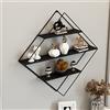[en.casa] Scaffale Pensile a Forma di Rombo Consolle Romboidale a Muro con 3 Ripiani Mensola da Parete in Metallo 66 x 50 x 9 cm Nero