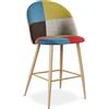 Iconik Interior Patchwork Style Sgabello imbottito in Patchwork, stile scandinavo, 66 cm, multicolore