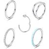 Diamday 5 Pezzi Anelli del Naso Acciaio Chirurgico Anello Clicker Naso Segmento Anelli Helix Cartilaginea Orecchino a Cerchio Rook Daith Anelli di Piercing 16G 8MM