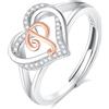 INFUSEU Anello Iniziali, Argento Sterling 925 Cuore P Lettera Anelli Aperti Cuore Forma Nome Iniziale Alfabeto Dalla A-z Gioielli Personalizzati Regolabili Alfabetici Regali per Donne Ragazze