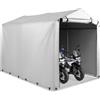 SOARS Capanno da Giardino 218 X 160 X 164 CM, Tenda Garage per Bici Moto Attrezzi, con Copertura en PE Impermeabile, Porta con Cerniera, Telaio in Metallo, Picchetti, per Esterno (Grigio Chiaro)