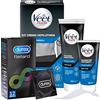 Durex 12 Preservativi Durex Retard Azione Ritardante Lubrificati Forma Easy-On in Lattice + Kit Depilazione Uomo Aree Sensibili Parti Intime con Crema Depilatoria da 100ml e Balsamo Post Trattamento da 50ml