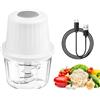 Carehabi Tritatutto elettrico mini, 400 ml, tritatutto per verdure, ricarica USB, tritatutto portatile per carne, cipolle, aglio Bianco
