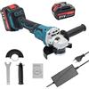 VISLONE Smerigliatrice angolare 21V 125mm Utensile di rettifica elettrico con motore brushless per tagliare piastrelle lucide, legno, pietra e acciaio, con due batterie da 1500 mAh, blu