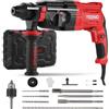 TEENO Martello Perforatore SDS Plus 950W con 17 Accessori,Martillo Ligero 0-1150giri/min/5100BPM,4 Funzioni e Frizione di Sicurezza,Velocità Variabile, Calcestruzzo, Acciaio, Legno