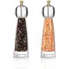 VEIZIBEE Macinapepe Classico Macina Sale Trasparente Macinaspezie, Sale e Pepe Mill, Acacia e Acrilico, Anima in Ceramica con Macinino Grosso Regolabile per Pepe Fresco Sali Marini Varie Spezie