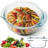 Retoo Pirofila in Vetro, Teglia, Girarrosto in Vetro, Borosilicato, per lasagne, Casseruole, Tiramisù, Lavabile in Lavastoviglie, Ciotola Rotonda da 1,5 l, 23,5 x 20 x 10,5 cm, Trasparente