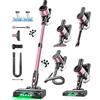 SUXIANGVAC Aspirapolvere Senza Fili, 45KPa/500W/45min Scopa Elettrica Senza Fili, con3 Livelli, tubo estensibile, display a LED,Spazzola Antigroviglio, per Pavimenti/Tappeti/Peli Animali-Rosa