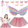 HTTDSLF 10 Pcs Costume Farfalla Bambina, Fata Costume per Ragazze, Costumes Fata Ragazza Vestito Principessa Farfalla Con Ali Gonna Tutù Fascia per 3-8 Anni