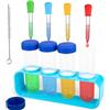 Rdlobu 10Pcs Pipetta Contagocce Bambini Set 4 Pipette Contagocce Plastica 5ml+4 Provette di Plastica 50ml+Supporto+Spazzola Pulita, Pipette Bambini per Esperimenti Creativi per Bambini in Laboratorio