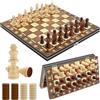 DKYDHY Scacchiera Magnetica in Legno 3 in 1, Scacchi Portatili e Pieghevole, 29 x 29 cm Scacchi da Viaggio con Spazi di Archiviazione, Chess Board Set Backgammon e Dama per Feste, Attività Familiari