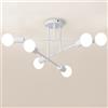 Mkichi Lampadario Soffitto Industrial,6 Luci Plafoniera Soffitto E27, Plafoniera Sputnik Vintage,Lampadari Camera da letto,Lampadario Bianco per Soggiorno Camera da Letto Cucina(Bianco)