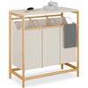 Relaxdays Scaffale Portabiancheria, 3 Cesti Estraibili Biancheria, Ripiano Apribile, HLP: 84,5x78,5x40 cm, bambù, Beige, Cotone, Poliestere