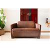 PIB Divano 2 posti, pelle marrone, stile industriale, 125x83x72cm, finitura invecchiata, cuciture precise, confortevole