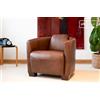 PIB Poltrona in pelle marrone Red Baron, 1 posto, stile industriale, 77x83x72 cm, comoda con look aviatore vintage.