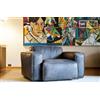 PIB Poltrona in pelle grigia, stile scandinavo, 108x90x67 cm, design vintage e comfort ottimale