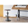 PIB Sgabello alto in teak regolabile, stile industriale, 36x36x78 cm, girevole, robustezza ed eleganza