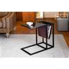 PIB Tavolino portariviste in marmo nero, stile scandinavo, 60x35x57cm, gambe in legno di noce, eleganza vintage