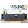 PIB Grande madia in legno nero, stile scandinavo, 220x45x69 cm, design originale e pulito