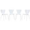 [en.casa] Set di 4 Sedie da Sala Pranzo Cucina Sala di Attesa Sedie Impilabili Gambe Bianche Scocca delle Sedie in Multistrato di Betulla - Bianco