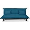 SAMIRA Divano letto clic clac, divanetto in tessuto Russell (Blu Petrolio)