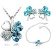 AILUOR Set di Gioielli di Quadrifoglio, Cristallo di Moda Austriaco Lucky Quadrifoglio Collana Bracciale o Orecchini Blu