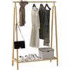 HOMCOM Appendiabiti a Doghe in Bambù con Gruccia Laterale e Spazio per Scarpe, 110x42x152 cm, color Legno|Aosom