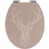 Wenko Sedile WC Premium Stag - Sedile WC con chiusura automatica ammortizzata, MDF, 37.5 x 44 cm, Multicolore