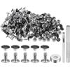 QUARKZMAN 100 Set Rivetti in Pelle 8mm x 10mm Elementi Fissaggio Borchie Rivetto a Doppio Cappuccio Metallo 3Pz Montaggio Chicago per Borse Scarpe Pelle Riparazioni, Nero Opaco