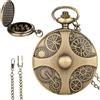 TenaLucy Mini Set di Dadi DND,Set di Dadi Mini DND 7 Dadi in Metallo Poliedrico DND con Steampunk Gear Orologio da Tasca Conchiglia（Rame）