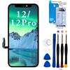EFaith Schermo di ricambio per iPhone 12/12 Pro, schermo LCD Full HD, touch screen, digitalizzatore con strumento di riparazione, adesivo in vetro temperato per modelli A2403, A2172, A2402, A2404 (per