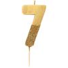 Talking Tables Candela di compleanno numero 7 in oro con glitter - Decorazione per topper per torta di alta qualità - Per bambini, adulti, 7°, 70°, anniversario