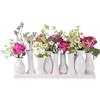 Jinfa Set di 10 mini vasi in ceramica bianca su base (34×10×13 cm) - Vasi decorativi artigianali uniti - Centrotavola nordico per soggiorno e regali