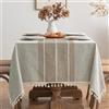 MIULEE Tovaglia Rettangolare Effetto Lino 100x140cm Strisce Beige Tovaglia In Poliestere Idrorepellente Tovaglia Lavabile Antimacchia Per Cucina Per Feste