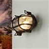 Licht-Erlebnisse Applique ottone massello a scacchi in vetro IP64 resistente alle intemperie marittimo in nero antico E27 lampada da esterno balcone porta d'ingresso cortile terrazza esterna