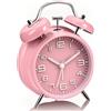 YsyYey Sveglia Rosa, Sveglia a Doppia Campana, Estremamente Sonora per Dormitori Pesanti, Senza Ticchettio, Alimentata a Batteria con Luce Notturna, Orologio da Comodino Vintage in Metallo per Ragazze