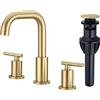 TRUSTMI Rubinetto da bagno a 2 maniglie da 8 pollici in ottone rubinetto per lavabo da bagno a 3 fori diffuso con beccuccio girevole a 360 gradi, linee di alimentazione dell'acqua cUPC e scarico
