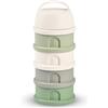 BÉABA, Scatola dosatrice per latte impilabile, 100% ermetica, 4 scomparti, Made in France, Grande capacità, Uso Evolutif Cotton White/Sage green