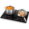 AMZCHEF Piastra a Induzione 2 Fuochi, Piano Cottura Induzione 2 Fuochi con Controllo Indipendente, Livelli di Potenza Multipli, 20 Livelli di Temperatura, Timer 3 ore, 3500W, Blocco di Sicurezza
