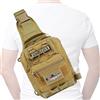 Dovesun Zaino da Pesca Piccolo, Sling Pack per Pesca a Mosca Zaino Impermeabile con Scatole Porta Attrezzi | Borsa a Spalla con Portacanna per Uomo - Cachi