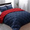 Basic Beyond Set copripiumino Queen blu navy e rosso - 1 piumino (223,5 x 233,7 cm) e 2 federe (50,8 x 66 cm + 5,1 cm)