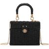 LHHMZ Donne intrecciate a mano Rattan Borsa quadrata, Borsa a cesto di paglia, Borsa da spiaggia estiva da donna