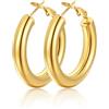 FindChic Orecchini Donna Cerchio Placcato Oro Orecchini Cerchio Oro Piccolo 30mm in Acciaio Inossidabile con Regalo Confezione