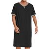 AIEOE Indumenti da notte Thobe da uomo super elasticizzati accappatoi morbidi pigiami loungewear camicia da notte a maniche corte con tasca per abbigliamento domestico quotidiano, Nero , XXL